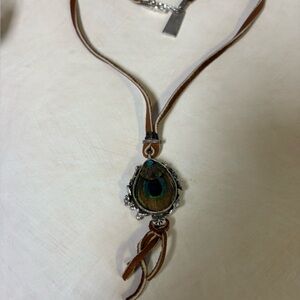 Custom Peacock Feather and REAL Silver Necklace, Earrings and Bracelet Set. NWT